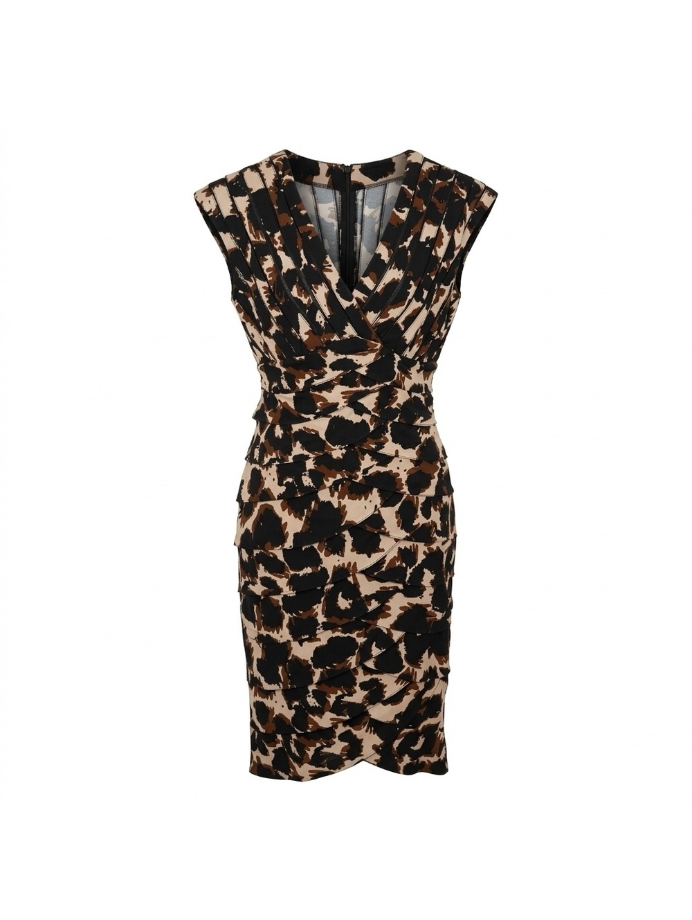 Adrianna Papell Women's Sleeveless V-Neck Ruched Bodycon Dress